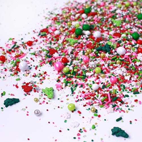 Who Hash| Red Green White Pink Christmas Holiday Party Colorful Candy Sprinkles Mix For Baking Edible Cake Decorations Cupcake Toppers Cookie Decorating Ice Cream Toppings, 4 OZ