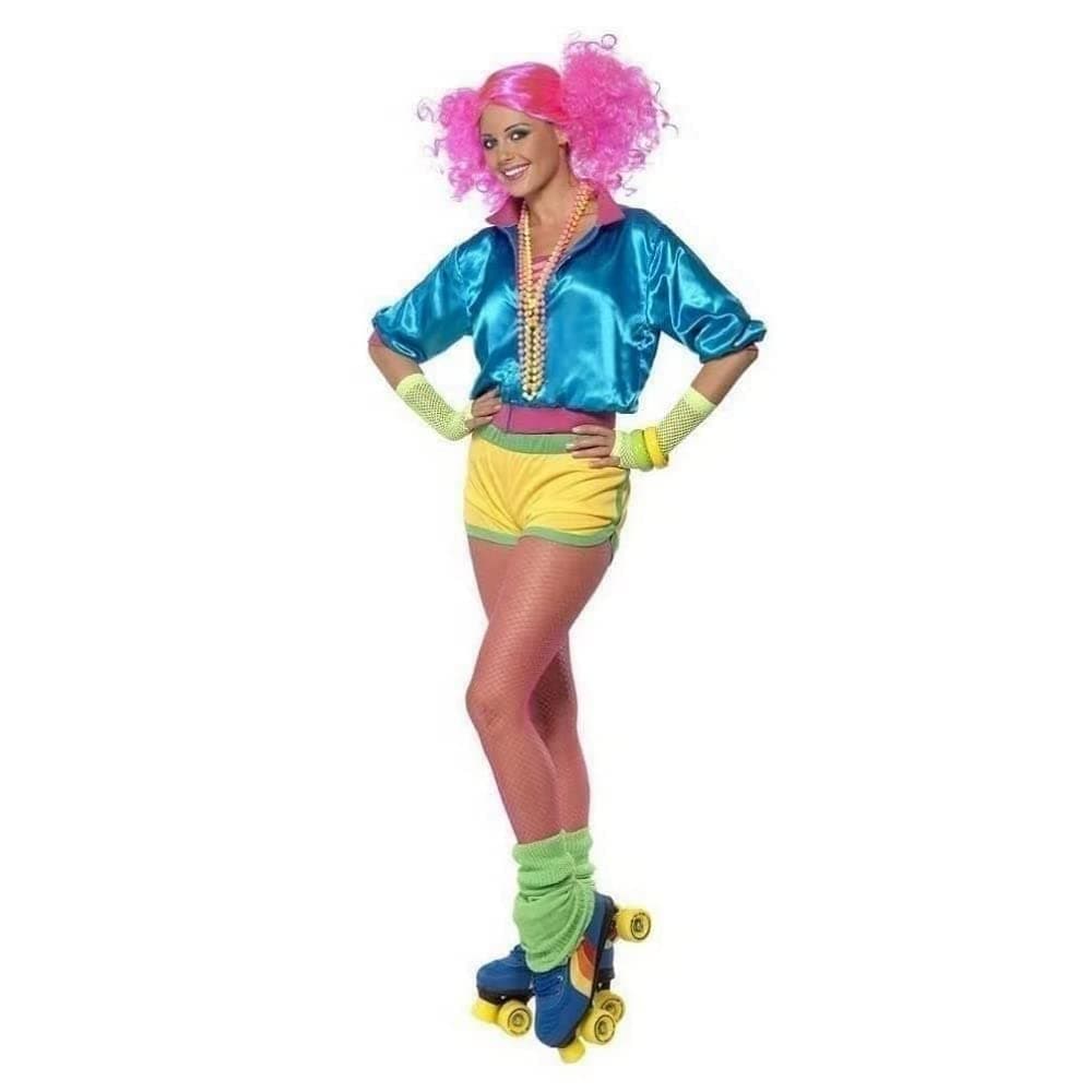 SmiffysSmiffy's Women's Skater Girl Costume Neon with Top Shorts and Boob Tube