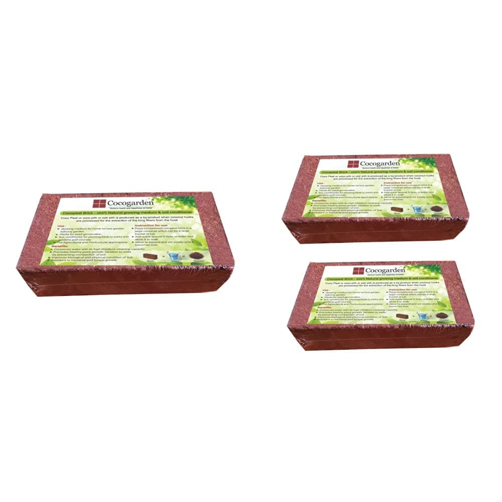 Cocogarden Cocopeat Brick - Expands to 3.5 Kg Powder & Cocogarden Cocopeat Bricks (Brown)