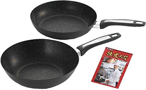 IH 200V Compatible Marble Fluorine Iron Frying pan Set (stir-Fryer 28cm & Fry pan 26cm)