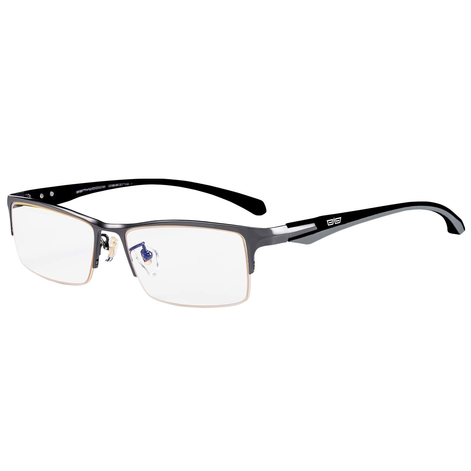 Caponi Men Titanium Eyeglasses Frame For Men Eyewear Clear Lens Flexible TR90 Temples Full Rim 9064 (9065-Gun)