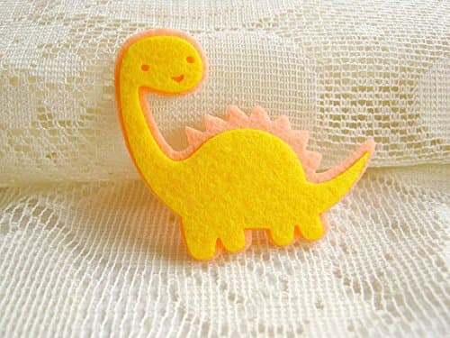 Felt Applique 45x45mm Iron on Applique Yellow Dinosaur Animal kawaii applique (Set of 2) C005