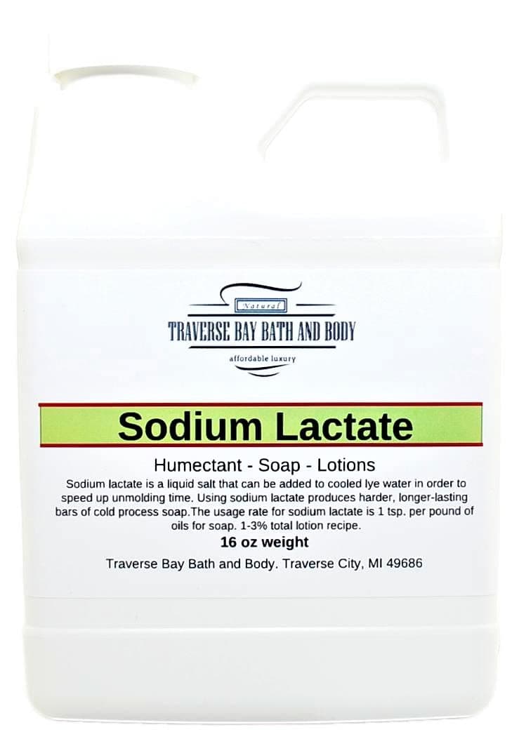 Traverse Bay Soap Company Sodium Lactate, 16 oz, Safety Sealed Container. 60% Concentration