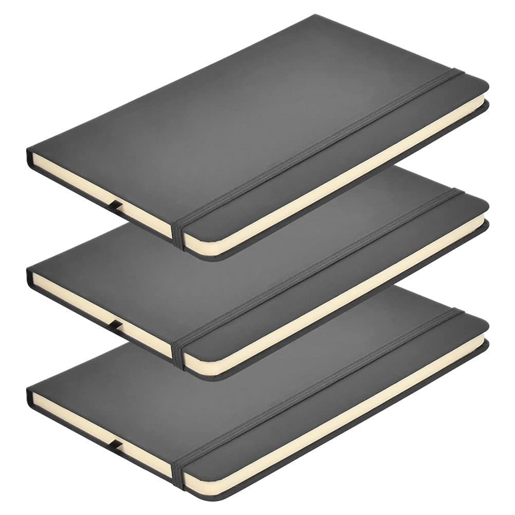 – BEEK A5 Notebooks, 3 PCS Journal Notebook, Lined Notebook, Hardcover Diary Notepad for Office, 160 Pages Note Book with Elastic Strap, Notes Diary Pad for Business Writing, Note Recording - Balck
