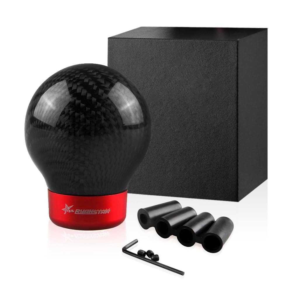 Carbon Fiber Shift knob Round Ball Gear Shift Shifter Knob Head Manual Car with 8mm/10mm/11mm Adapter