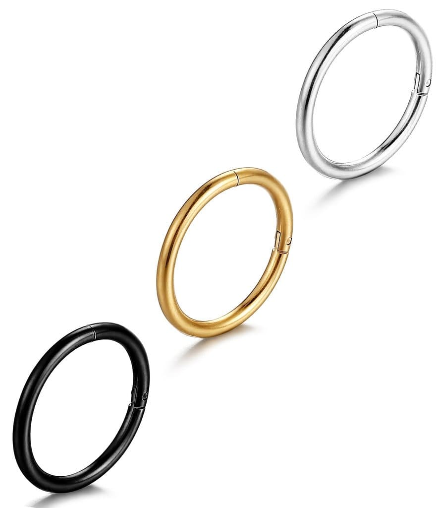 FIBO STEEL 2-8PCS 16G Stainless Steel Septum Piercing Nose Ring Hoop Earring Piercing