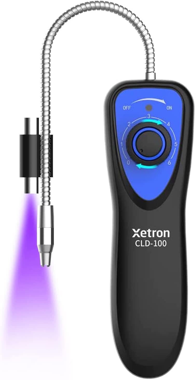 HVAC Refrigerant Leak Detector with UV LED,Automotive AC [R134A R410A R22 R1234YF] Freon Sniff Halogen Gas Leak Detector, 6 Adjustable Sensitivity, CFCs HCFCs HFCs HFOs CLD-100UV