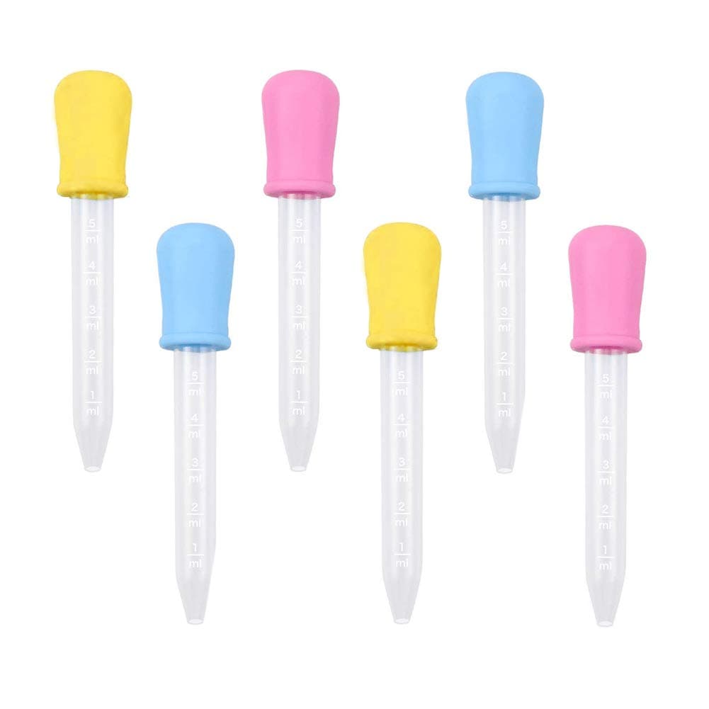 6pcs Silicone and Plastic Droppers Pipettes for Candy Sweet Kids Children Kitchen Gummy Mold and Crafts (5ml)
