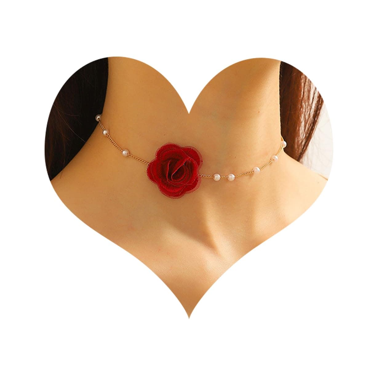 Vintage Flower Choker Necklace with Baroque Pearl Handmade Rose Floral Sexy Plated Collar Neck Chain Bridal Party Neck Jewelry for Women