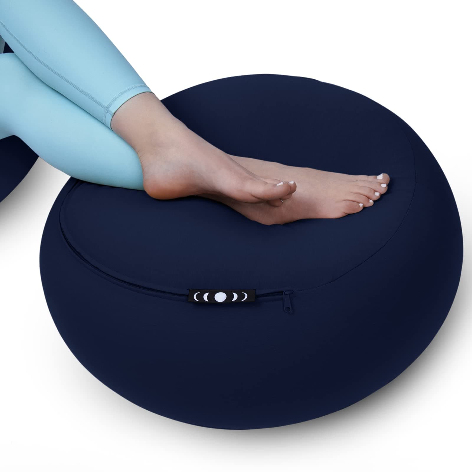 Moon Pod Lunar Lift Footrest for Bean Bag Chair - 20" x 8" Zero-Gravity Micro-Bead Stuffed for Stress, Relaxation & Comfort for Circulation (Navy)