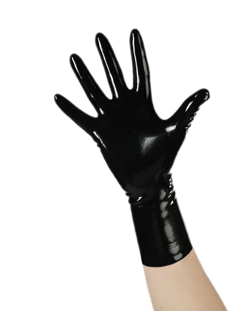 Rubber Secrets Short Latex Mixed Toes Wrist Gloves (X-Large,Black)