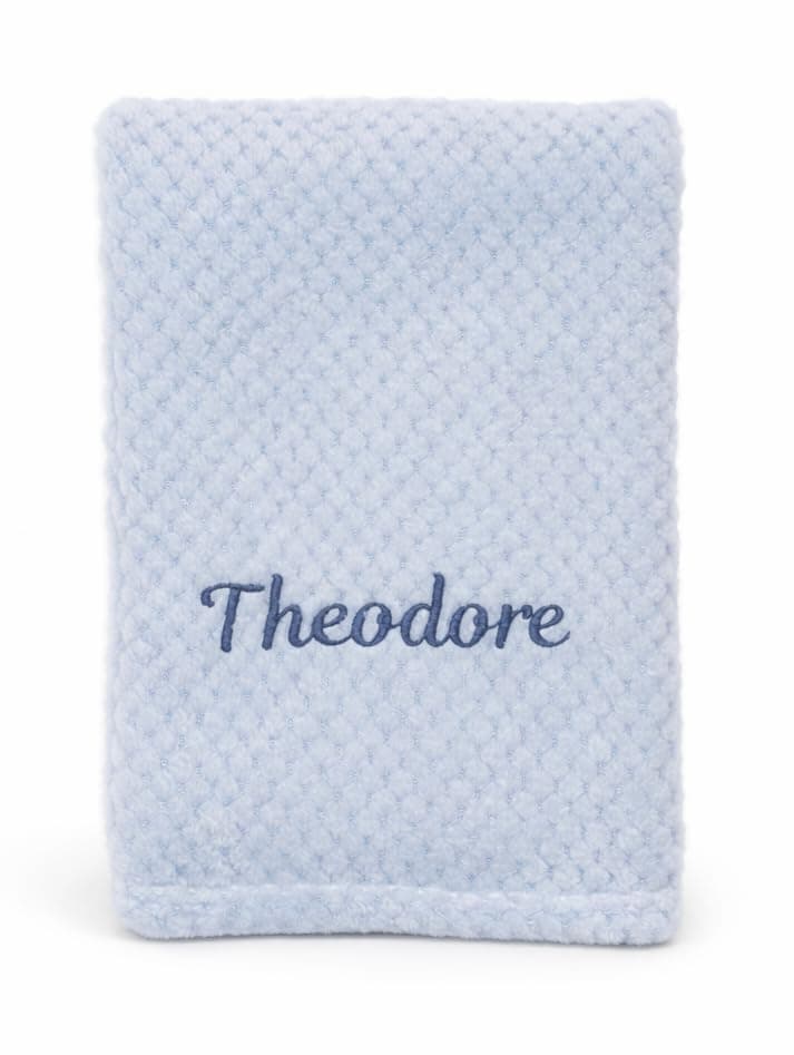 Personalised Baby Blanket with Name Custom Newborn Blanket 75x100cm Soft Waffle Fleece Cot & Pram Blanket Embroidered Baby Gift for Baby Shower, Christening, Baby Boys & Girls