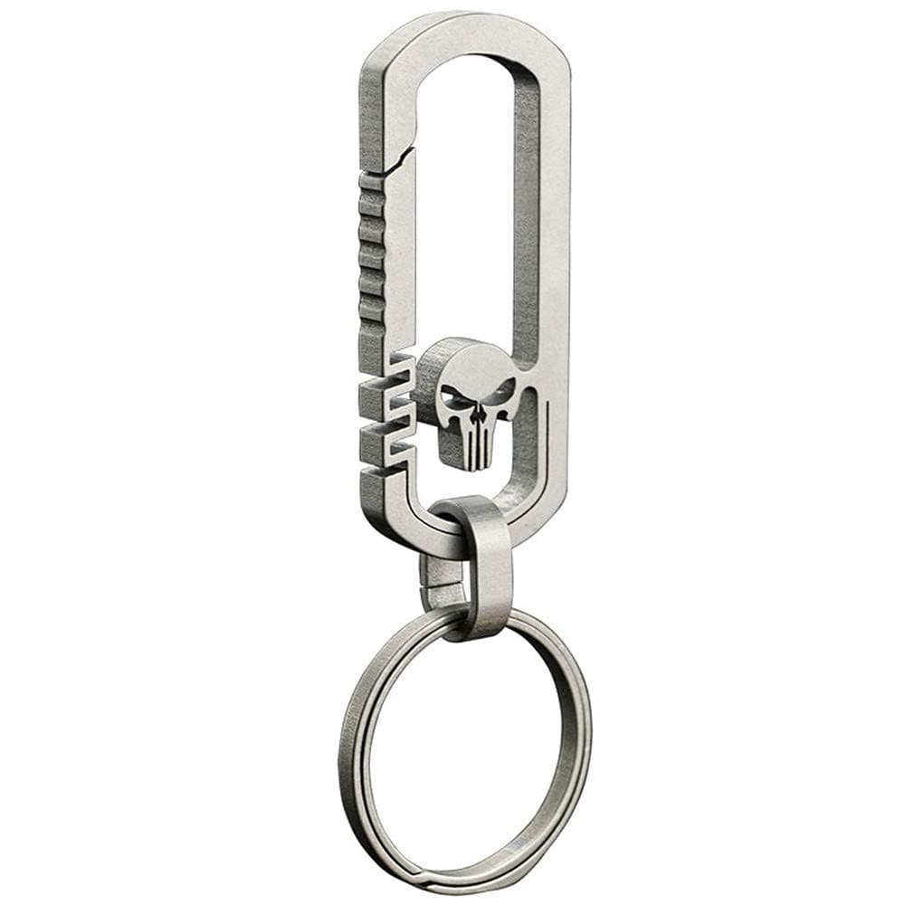 Ultralight Aviation Titanium Anti-Lost Keychain Carabiner Creative Skull Design Patent Quick Release Keychain with 33mm Titanium Key Ring