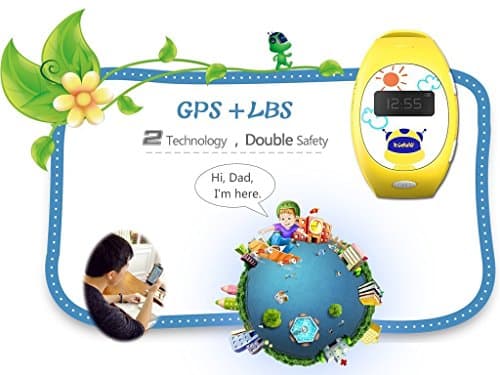 Kudolo Kid GPS Watch, Tracking Watch for Children with SOS Button, Kid Talking Watch for Android & iOS Cellphone (Yellow Color)