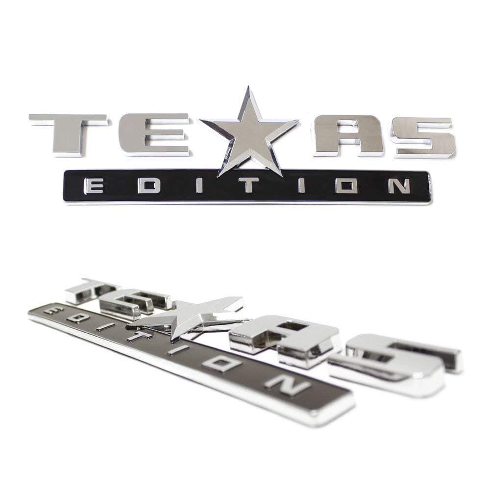 iJDMTOY (2 Chrome Finish 3D Texas Edition Emblem Badges for Chevrolet Silverado, GMC Sierra (Also Universal for Ford or Dodge Trucks)