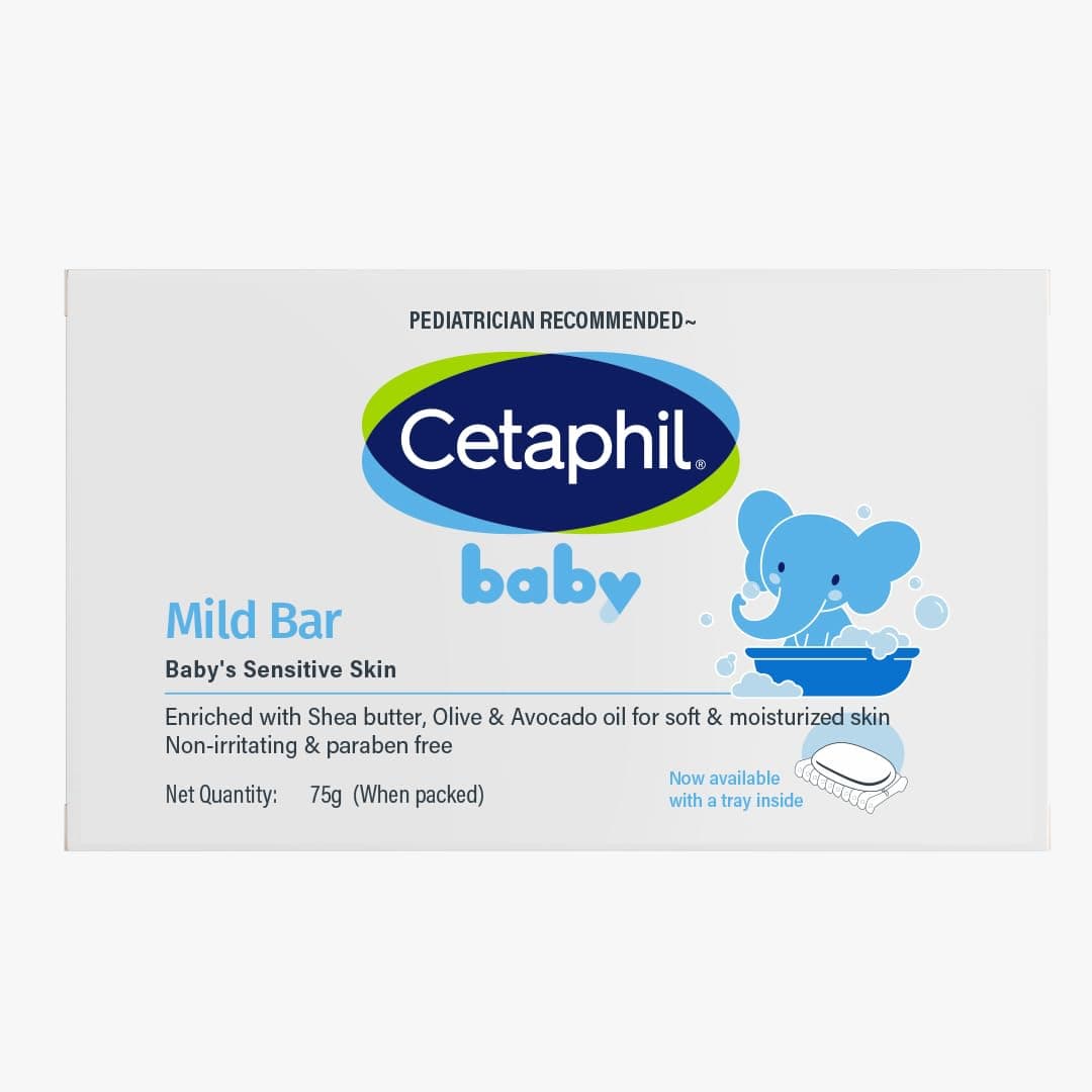 Cetaphil Baby Mild Bar 75gm Kids Soap for Bath, White, Medium