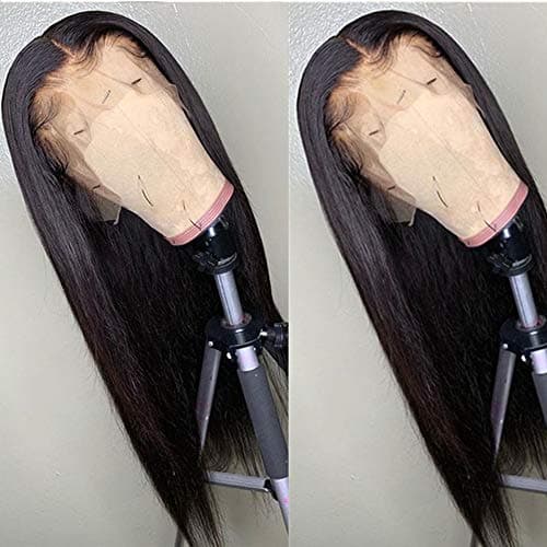 BEEOS 9A 360 Lace Frontal Wig Pre Plucked and Bleached Knots with Baby Hair,150% Density Natural Black Free Part Brazilian Virgin Straight Human Hair wigs 18 Inch