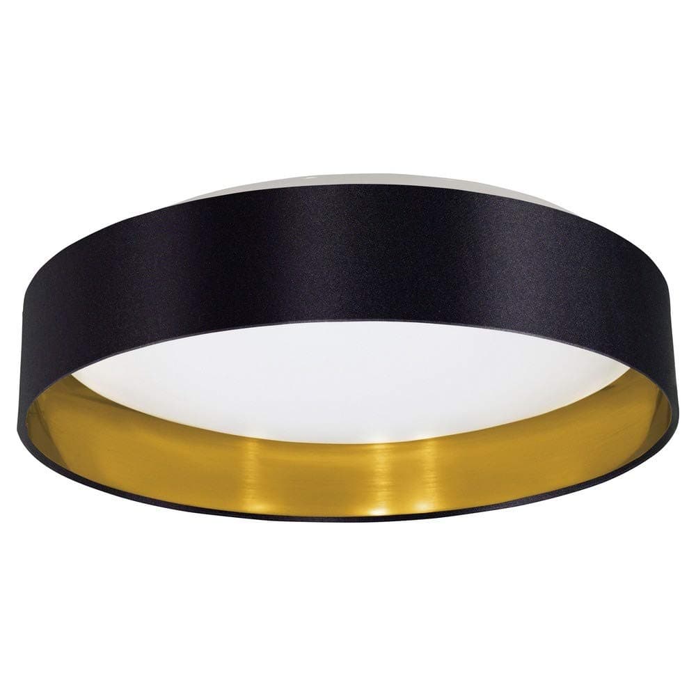 EGLO Maserlo 16 in. Flush Mount Ceiling LED Dimmable Light Fixture for Living Room, Bedroom, Hallway, Black/Gold
