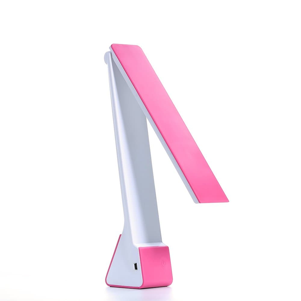 KQRNS Led Desk Lamp with USB Charging Port ,Table Lamp Dimmable ,LED Desk Lamp ,Eye-caring Office Lamp(12W,Touch Control Panel,3 Lighting/Color Modes,5V/1A)Pink