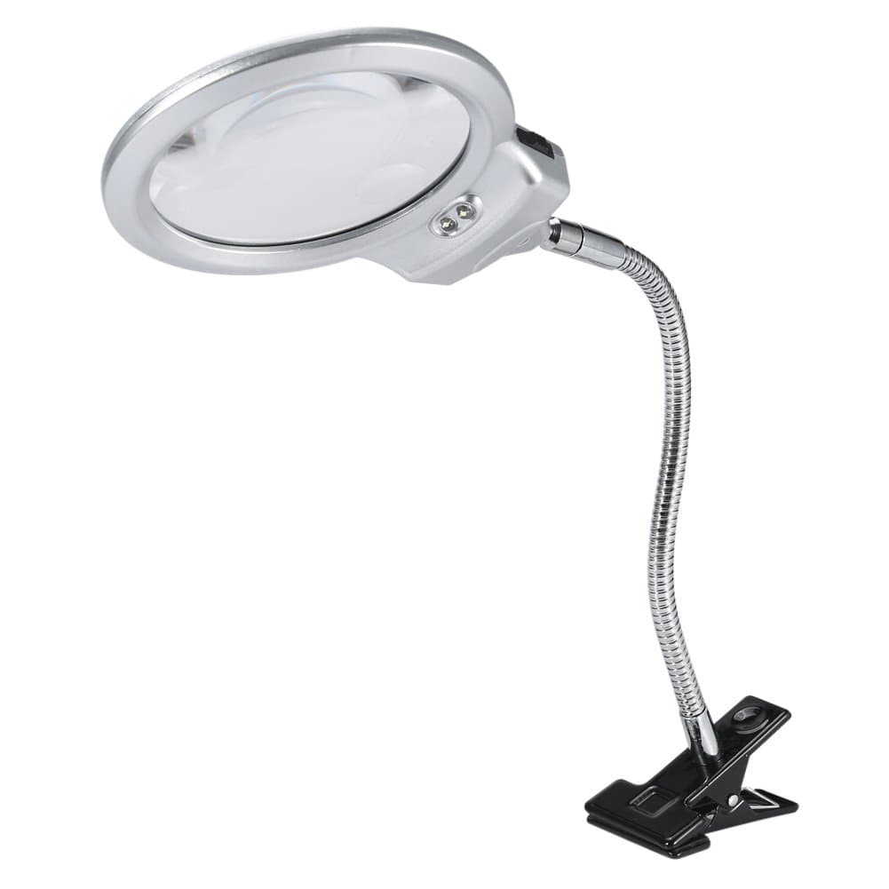 Table Magnifier with Clamp, Large Lens LED Lighted Magnifying Glass Table Top Desk Lamp with Adjustable Swivel Arm for Reading, Hobbies, Crafting, Electronics Repair