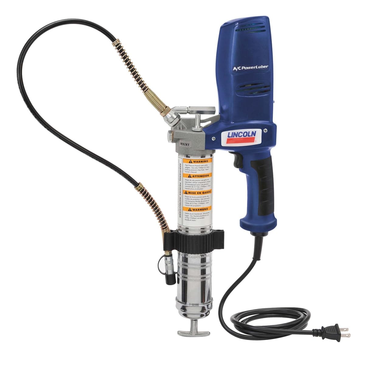 AC2440 120 Volt Corded Electric Grease Gun with 2-Speed Transmission, Variable-Speed Trigger, 3.6 oz (L) / 10.5 oz (H), 30 Inch Flex Hose, Safety Relief Valve, Bulk Fill or Grease Cartridge