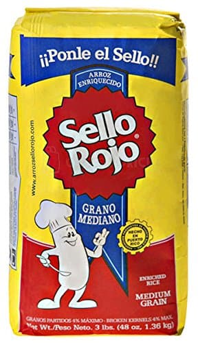Arroz Sello Rojo - Puerto Rico's Favorite Medium Grain Rice - 3 lbs Bag (Count of 2)
