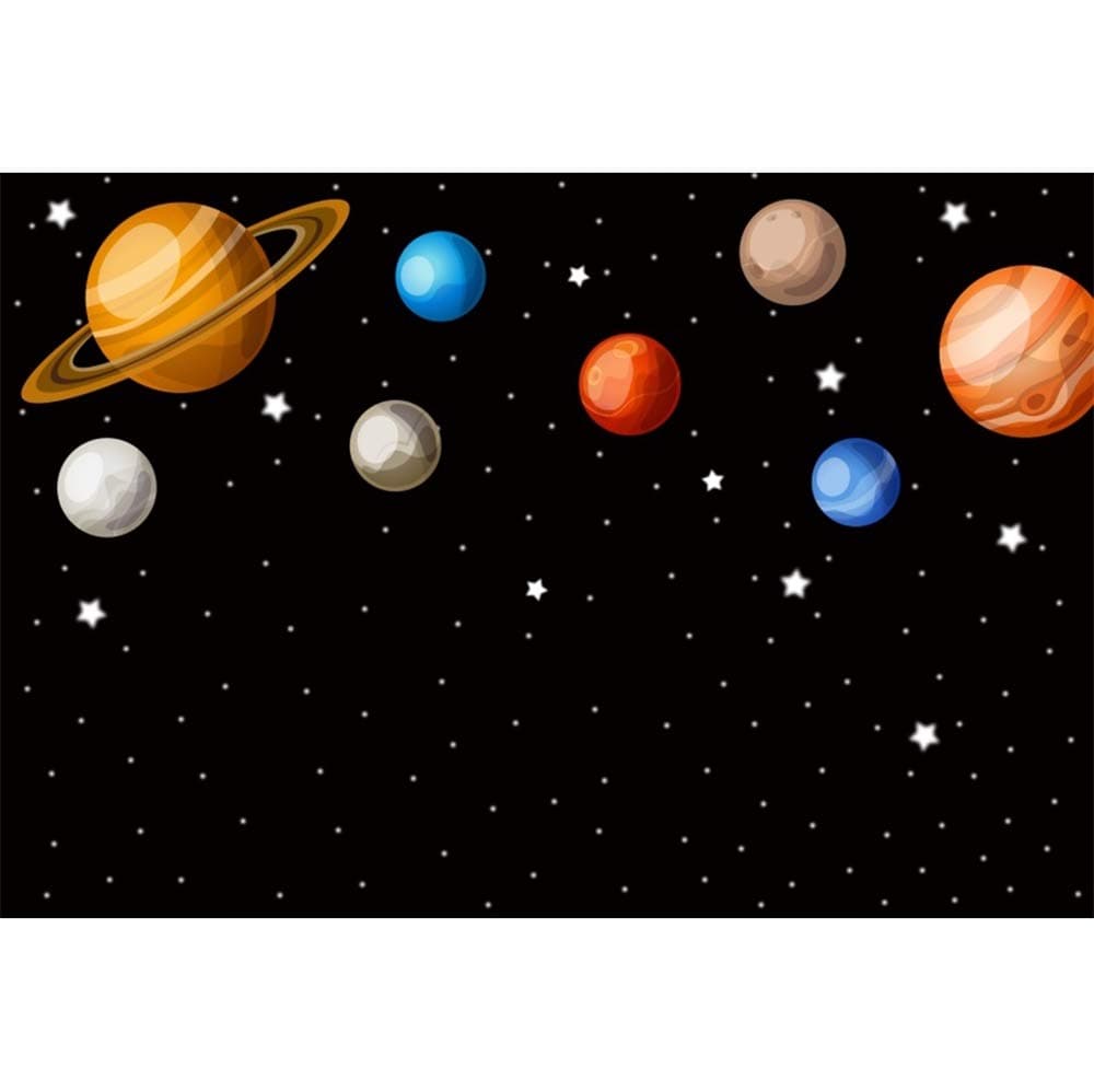 7x5ft Cartoon Planet Boys Baby Shower Backdrop Space Theme Boys Birthday Party Background Universe Planet Spaceship Astronomy Spaceman School Activity Pupils Shoots Video Props