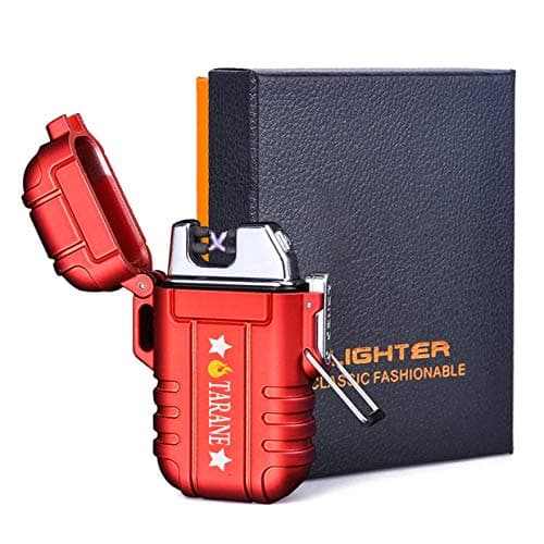 Plasma Lighters, Waterproof Windproof Flameless Lighters Dual Arc USB Electric Lighters Rechargeable for Outdoor/Camping/BBQ/Hiking (Red)