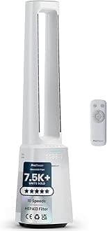 Pro Breeze® OmniAir 41" Bladeless Tower Fan with Air Purifier - Silent Standing Portable Circulator - Remote Control, HEPA Filter, LED Display, 10 Fan Speeds, 5 Modes & 60° Oscillation