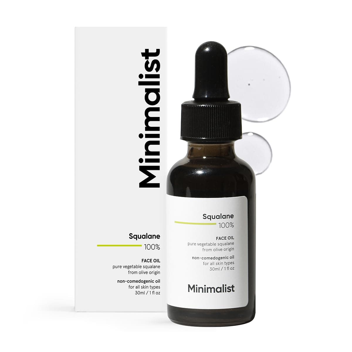 Minimalist Squalane 100% (Plant Derived) SuperLightweight Face Oil | Improves Skin Hydration, Provides light Moisturization & Reduces Fine Lines |Transparent, 30 ml (Pack of 1)