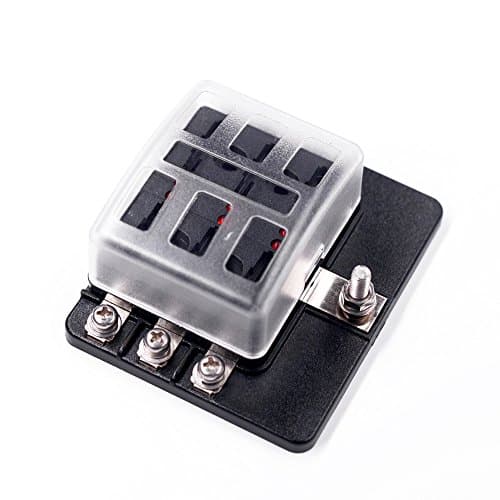 JOYHO 6-Way Fuse Block Bolt Terminal Fuse Box ATC/ATO with LED Light Indication & Protection Cover, 70 pcs Stick Label, for Vehicle Car Boat Marine Trike Auto Car Truck Vehic