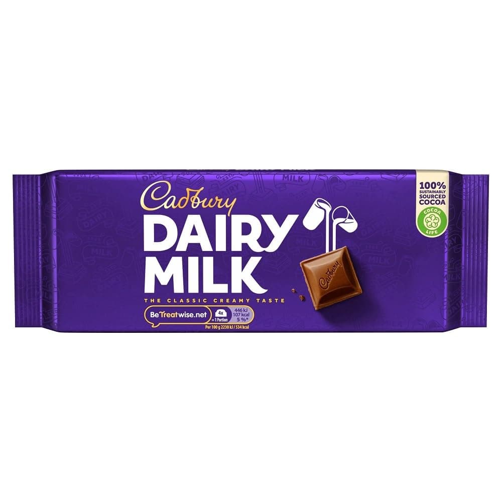 Cadbury Dairy Milk Chocolate Bar, Creamy and Smooth Milk Chocolate, 180 g (Pack of 1)