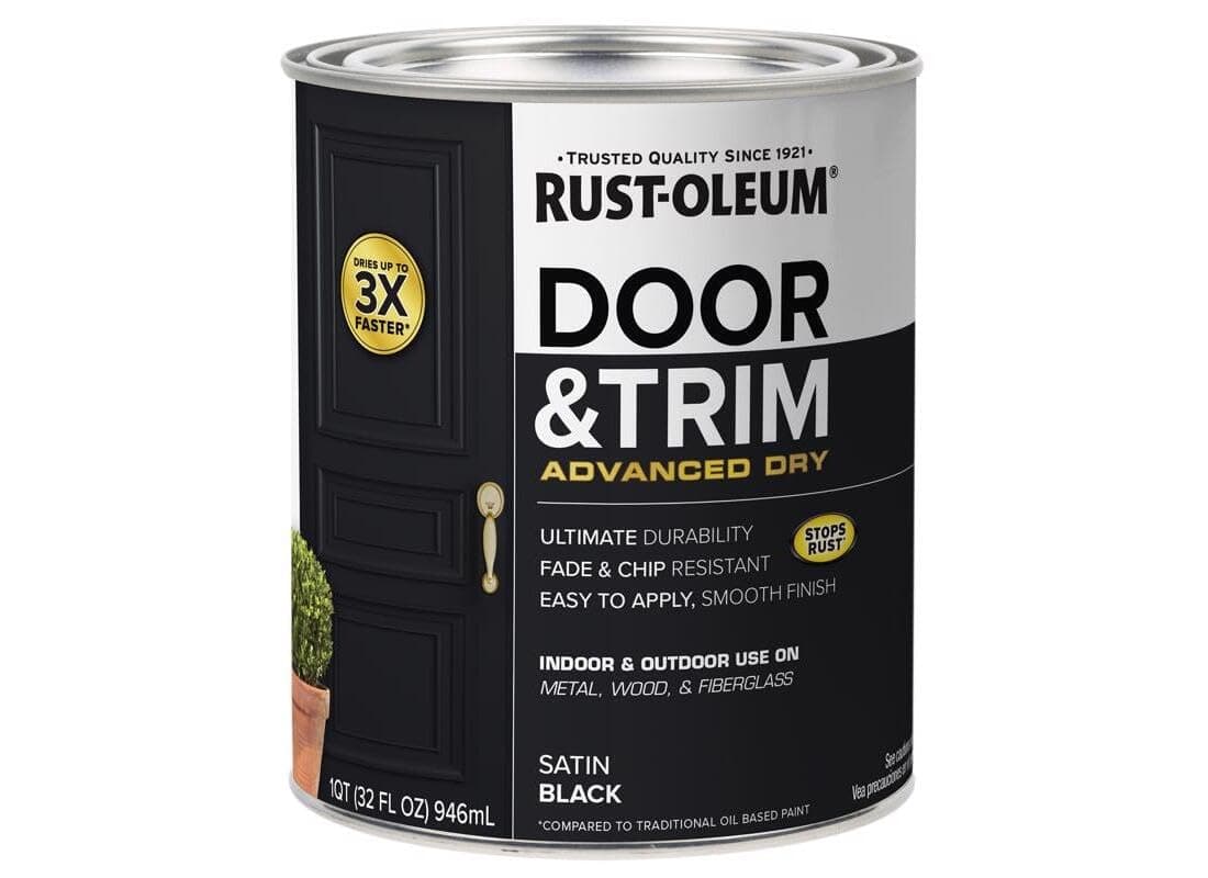 Rust-Oleum 369383 Advanced Dry Door & Trim Paint, Quart, Satin Black
