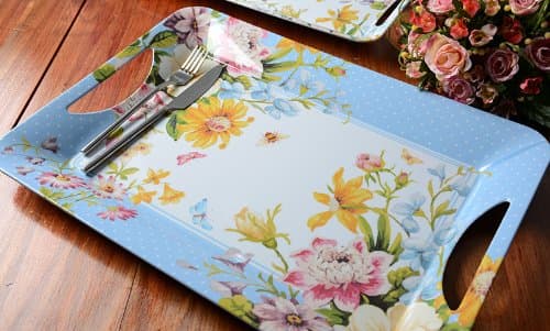 Katie Alice - English Garden - Large Luxury Melamine Tray With Handles