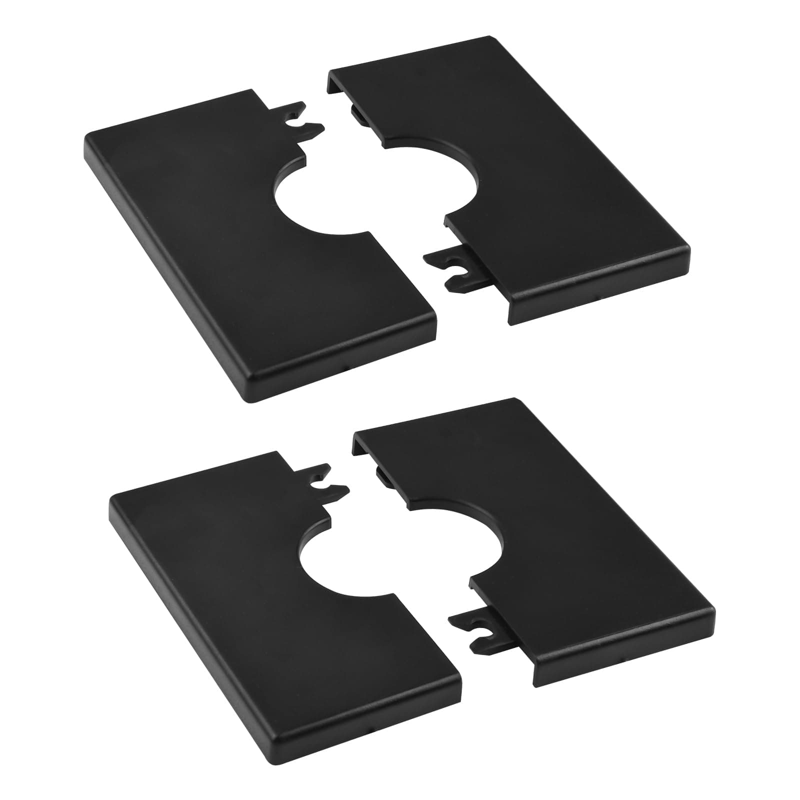 Pipe Wall Covers, 2Pcs ABS Plastics Square Escutcheon Plates Self-Adhesive Pipe Plate Covers Decorative Shower Pipe Covers for 27mm Diameter Pipe Tube Decoration (Black)