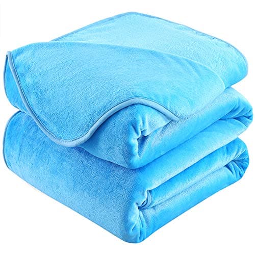 HOZY Soft Blanket King Size Fleece Warm Fuzzy Throw Blankets for The Bed Sofa Lightweight 350GSM Sky Blue 90"*108"