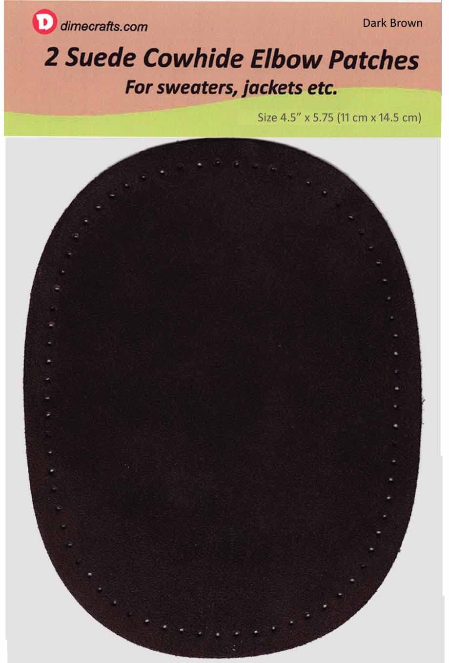 Fine Garment Suede Sew-On Elbow Patches 4.25 x 5.75 in 2/Pkg - Dark Brown