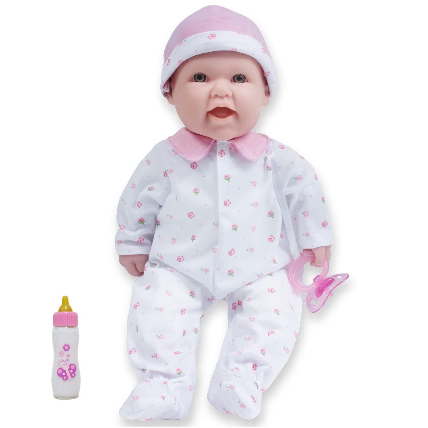 La Baby | Caucasian 16-inch Medium Soft Body Baby Doll | Washable | Removable Pink Outfit w/Hat and Pacifier | for Children 12 Months +