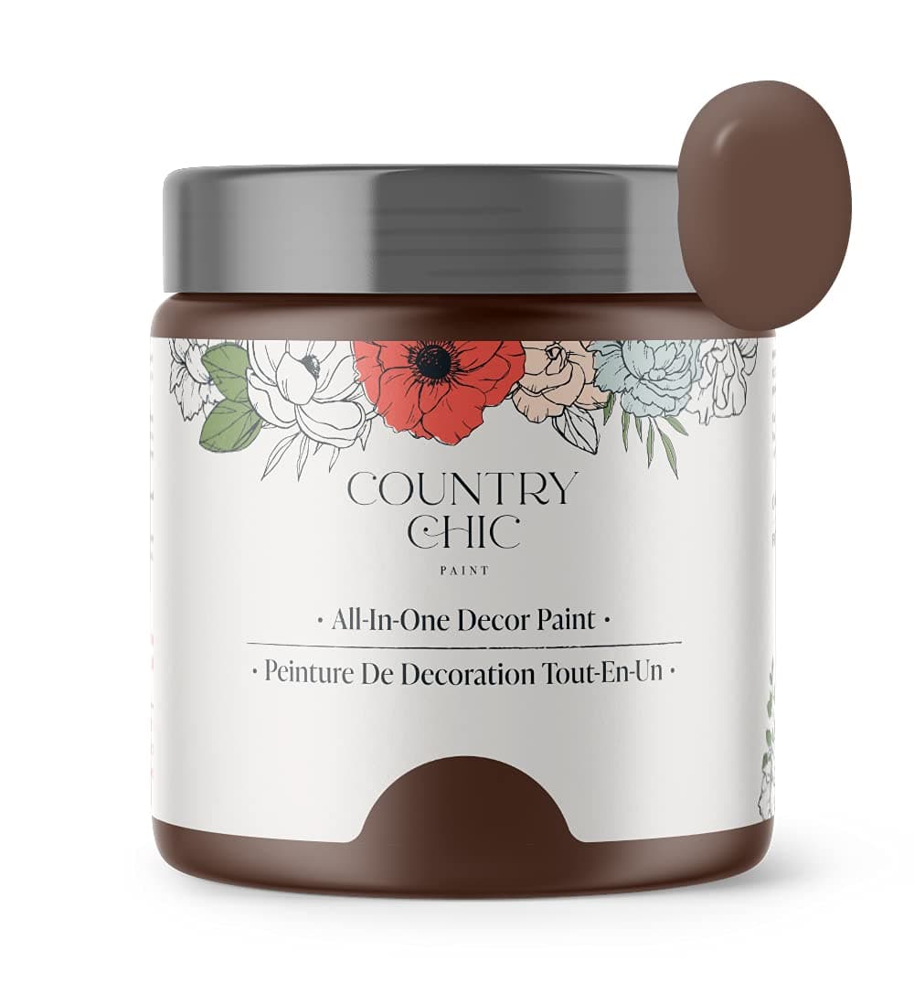 Country Chic All-in-One Chalk Paint for Furniture, Cabinets, Home Decor, Eco-Friendly, Matte Finish, Built-In Primer & Top Coat for Wood, Metal - Leather Bound (Chocolate Brown) - Pint 16 oz (475 ml)