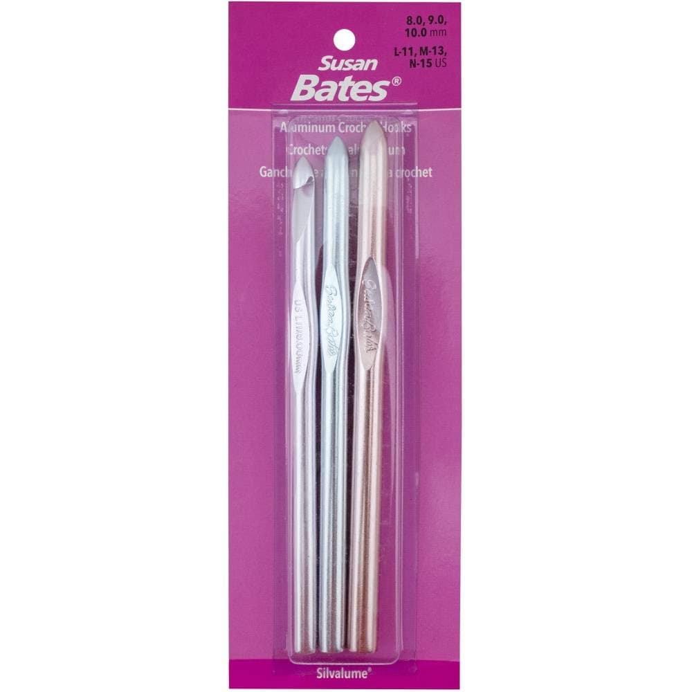 Susan Bates Silvalume CROCHET HOOK SET L-M-N 1EA, Sizes L11 To N15