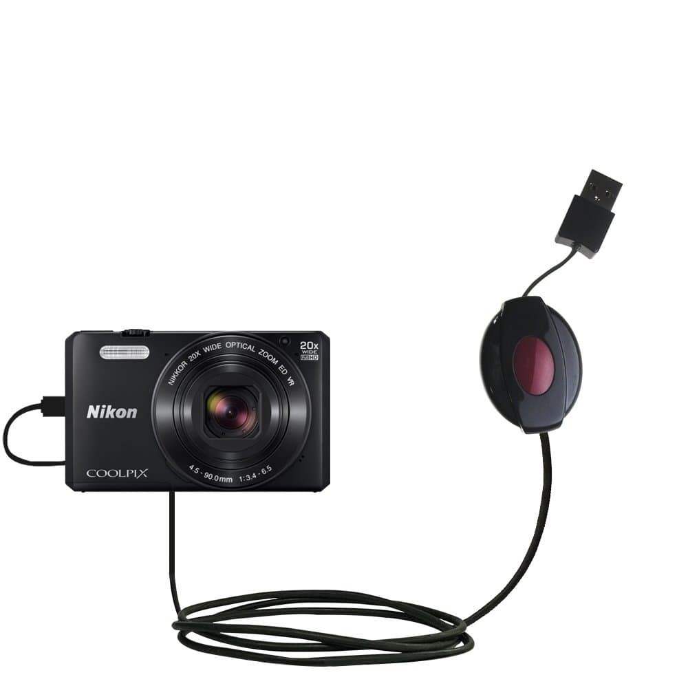 Compact and Retractable USB Power Port Ready Charge Cable Designed for The Nikon Coolpix S7000 and uses TipExchange