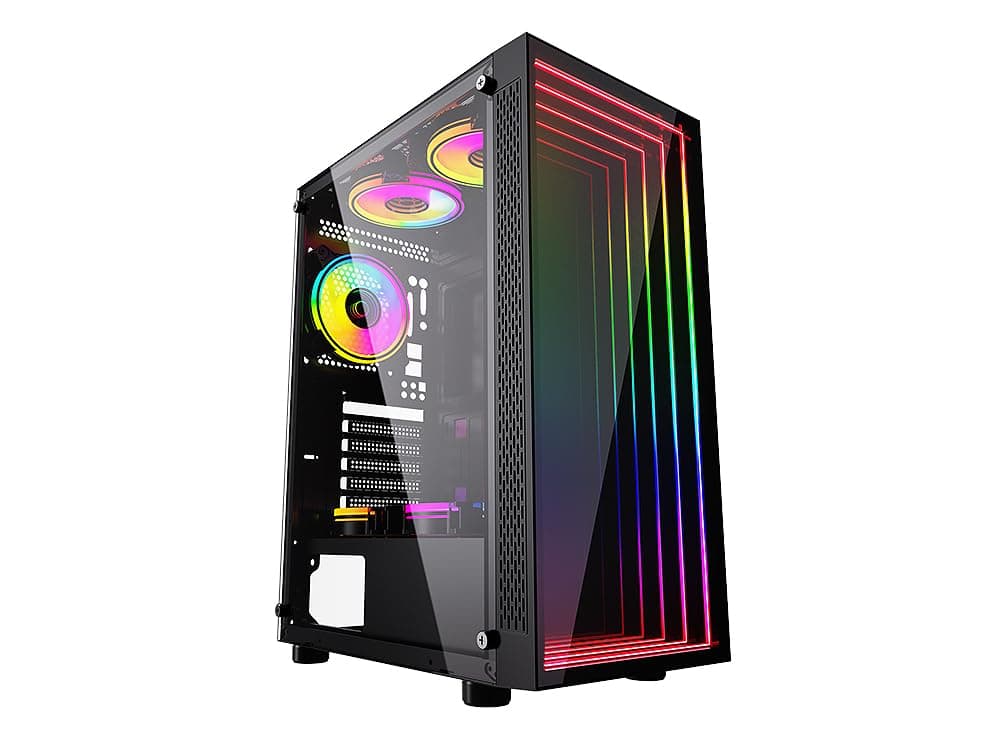 Bgears b-Optillusion (Fans NOT Included) Gaming PC ATX case, Special Optical Illusion ARGB Front Panel, Tempered Glass Side. USB3.0, Support up to EATX Motherboard.