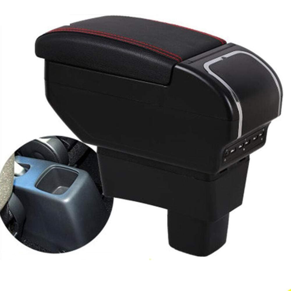 Grtodnz Car Faux Leather Armrest Storage Box with Cup Holder and Ashtray for Suzuki Swift