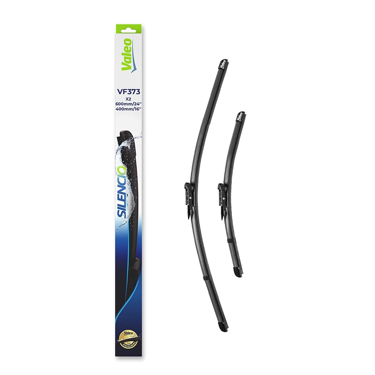 VALEO Silencio Wiper - VF373 - Kit of High Performance, Superior Road Visibility, Easy Installation Original Flat Blades 600mm/400mm - Front - Set of 2 Wiper Blades - 574473