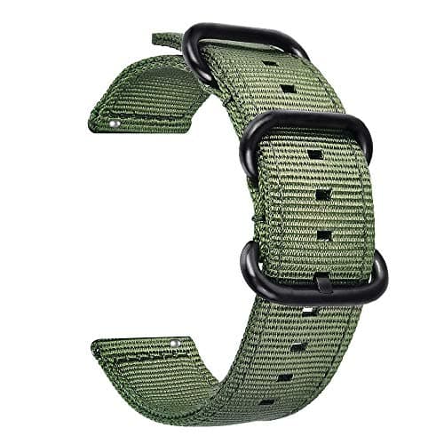 for Fossil Gen 5 Carlyle/Gen 5 Julianna Bands, ViCRiOR Premium Soft NATO Woven Nylon Quick Release Replacement Strap Watch Band for 22mm Fossil Gen 4 Explorist HR/Gen 3 Q Explorist, Green