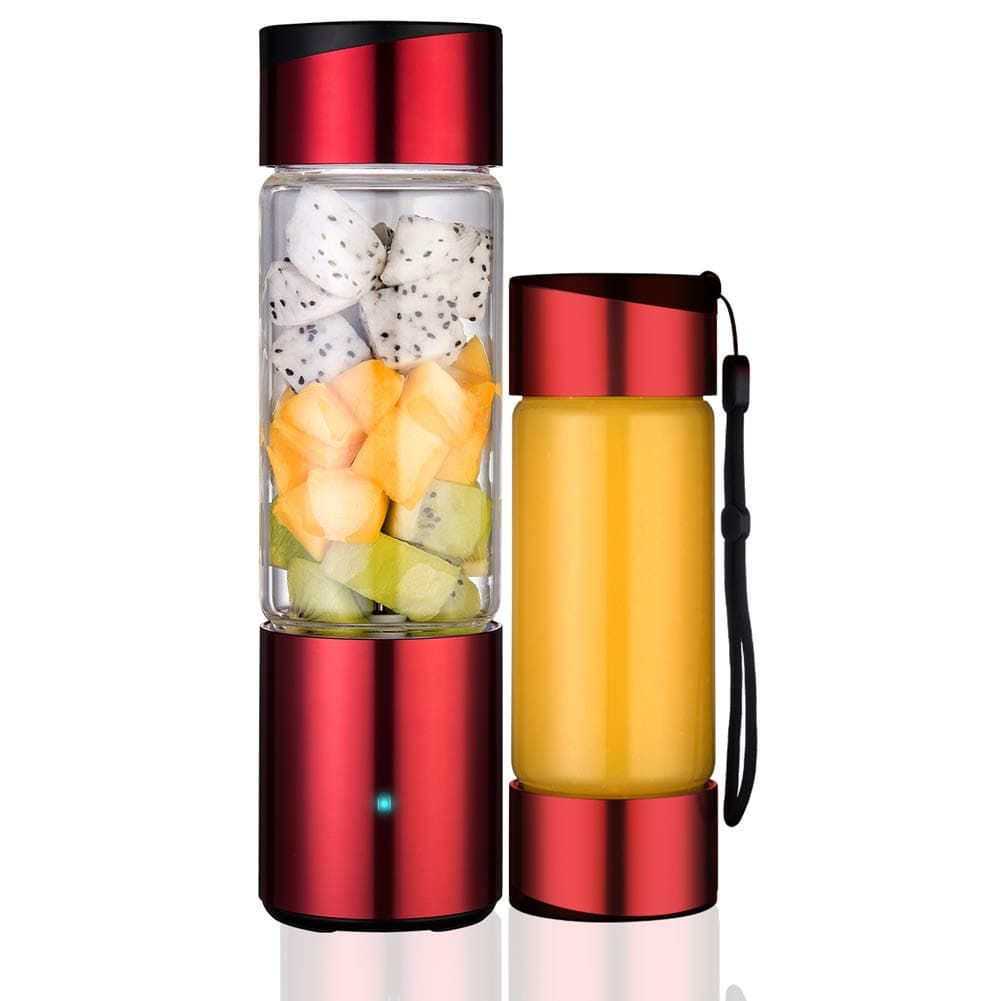 Portable Blender Stainless Steel Smoothie Blender with 16 oz Glass Travel Cup and Lid, Single Serve Rechargeable Cordless Electric Mini Juice Mixer.Personal Handheld Blender.