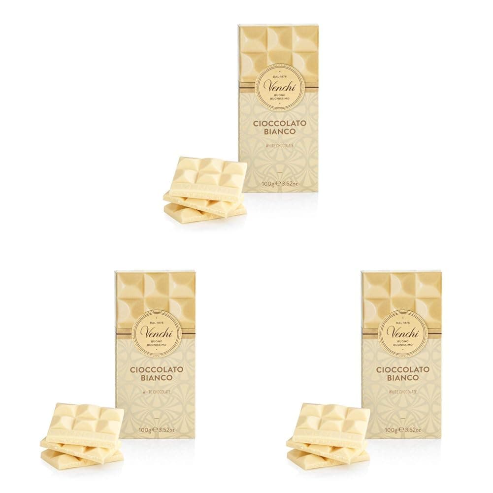 Venchi White Chocolate Bar Gluten Free 3.52oz (Pack of 3)