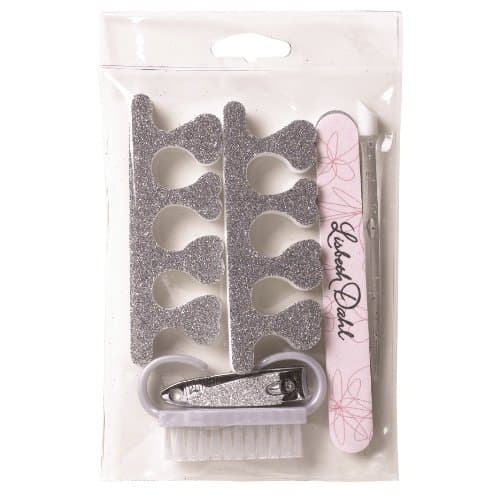 Lisbeth Dahl Silver and Pink Glitter Manicure Travel 7-Piece Set