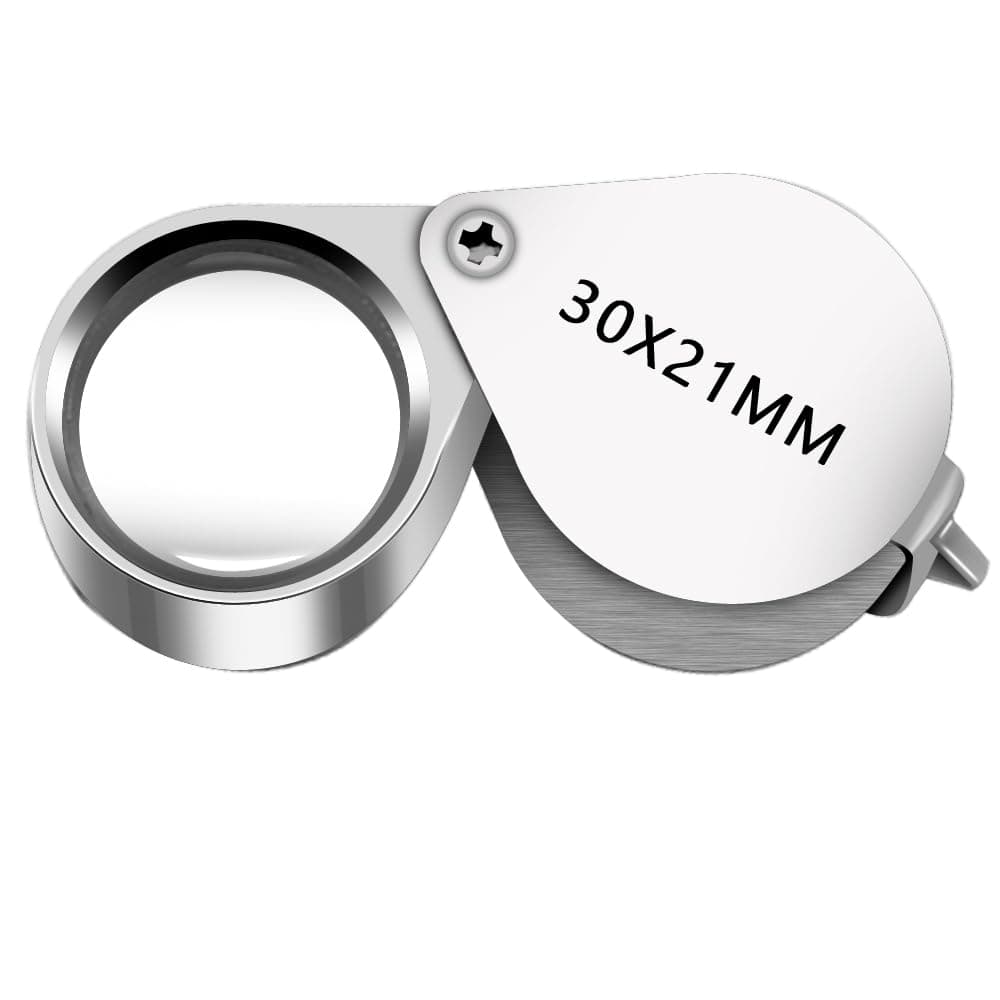 Jewelers Loupe Magnifier Pocket Foldable 30x 21mm Jewelry Eye Magnifying Glass Magnifier for Jewelers Gems Diamonds Plants Coins Stamps Antiques and More
