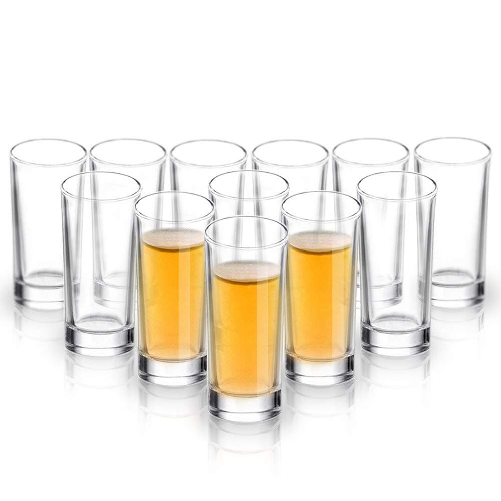 Shot Glass Set with Heavy Base, 1.2 oz (12 pack) Clear Glasses for Whiskey and Liqueurs - JM02